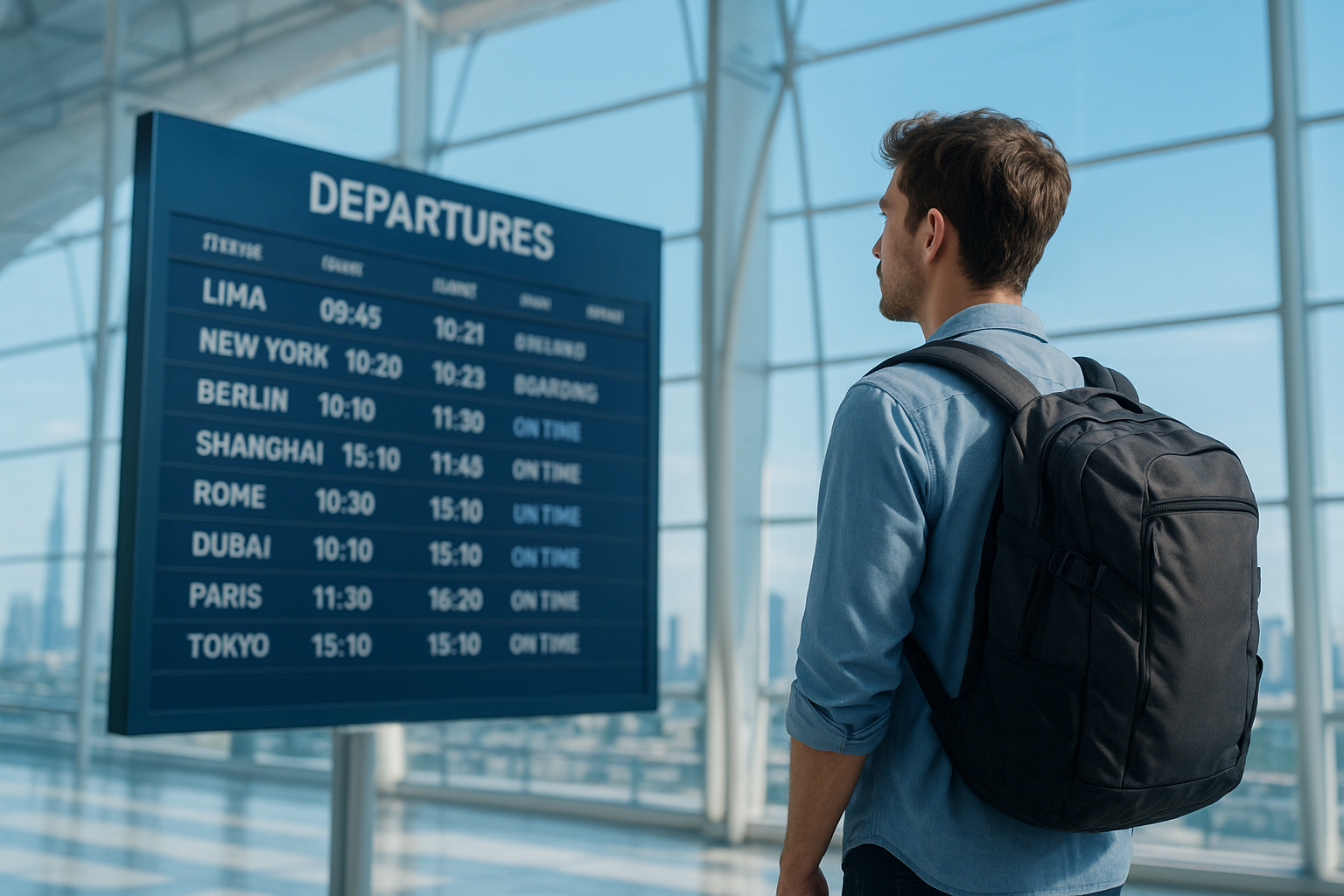 Viajero en aeropuerto